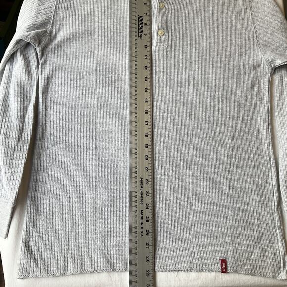 Levi's Men Henley Shirt Size M Gray Levi Strauss Button Long Sleeve - Picture 5 of 6
